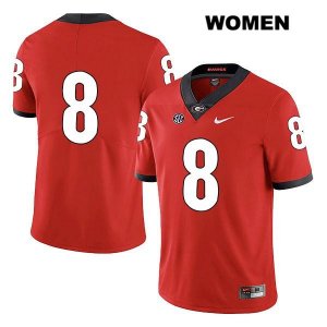 Women's Georgia Bulldogs NCAA #8 Dominick Blaylock Nike Stitched Red Legend Authentic No Name College Football Jersey FCA2754LT